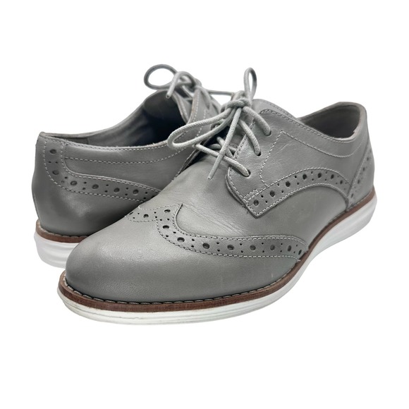 Cole Haan | Women | Grand OS Gray Leather Wingtip Oxford Shoes | Size 5.5 B - Picture 1 of 10